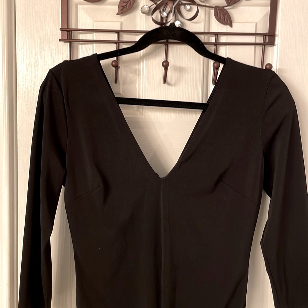 bebe Vintage Black V-Neck &  Low-Cut Back Bodysuit